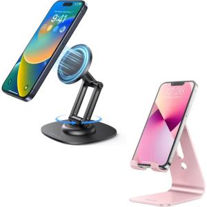 OMOTON Upgraded Aluminum Cell Phone Stand and Rotating Magnetic Phone Stand