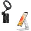 OMOTON Adjustable Cell Phone Stand and Airplane Phone Holder, Universal for Magsafe Airplane Travel Essentials Accessories