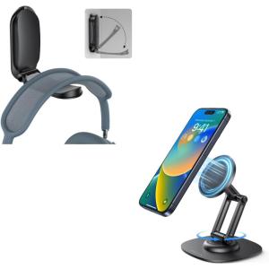 OMOTON Adjustable Magnetic Phone Stand and Headphone Stand, Universal for Gaming Desk Accessories