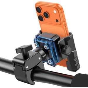 OMOTON BK01 Anti-Vibration Bike Phone Holder for Rearview Mirror & Handlebar, Shockproof Motorcycle Phone Mount with Quick Lock, Fits iPhone & All Android Phone for Electri Scooter/E-Bike/Stroller