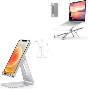 OMOTON Cell Phone Stand and Foldable & Portable Laptop Stand for Desk