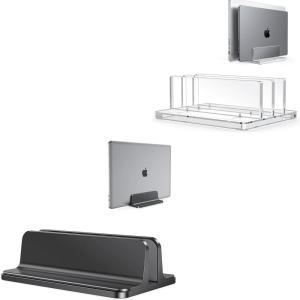 OMOTON Aluminum Vertical Laptop Stand and Acrylic Dual Laptop Holder
