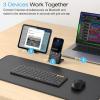 OMOTON Foldable Keyboard Supports Up to 3 Devices, Bluetooth Folding Wireless Keyboard Rechargeable with Numeric Keypad for iPad iOS Android Tablet MacOS Windows Laptop PC, Space Grey(Black-US Layout)