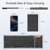 OMOTON Foldable Keyboard Supports Up to 3 Devices, Bluetooth Folding Wireless Keyboard Rechargeable with Numeric Keypad for iPad iOS Android Tablet MacOS Windows Laptop PC, Space Grey(Space Grey-US Layout)