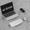 Wireless Keyboard and Mouse Combo for Mac, 14 Media Shortcuts Keyboard with Adjustable DPI Mouse, Slim & Portable Design, Stable Bluetooth Connection, Silver-White,OMOTON