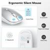 Wireless Keyboard and Mouse Combo for Mac, 14 Media Shortcuts Keyboard with Adjustable DPI Mouse, Slim & Portable Design, Stable Bluetooth Connection, Silver-White,OMOTON