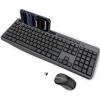 OMOTON Wireless Keyboard and Mouse Combo for Windows, 2.4GHz USB Receiver, with Phone Holder and Numeric Keypad Full-Size Keyboard for PC/Laptop/Computer, Quiet Typing & 3 DPI Adjustable, Black