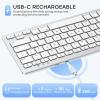 OMOTON Rechargeable Mac Keyboard, Keyboard for Mac Wireless and Bluetooth, Stable Connection, Mini Size, Comfortable Stand Holder, Compatible for MacBook Air/Pro, iMac mini, Silverwhite