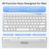 OMOTON Rechargeable Mac Keyboard, Keyboard for Mac Wireless and Bluetooth, Stable Connection, Mini Size, Comfortable Stand Holder, Compatible for MacBook Air/Pro, iMac mini, Silverwhite