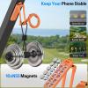 OMOTON CV08 Magnetic Golf Cart Phone Mount with [1/4” Screw + 5.6” Extendable Arm], 360° Rotatable Holder, Strong Magnets for iPhone & Samsung, Fits EZ-GO/Club Car, Includes Pouch & Strap (Orange)