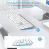 OMOTON Wireless Keyboard for Mac, Dual Bluetooth ＆ 2.4G Triple-Mode Connection, Full Size Premium Metal Frame, Ultra Slim Rechargeable Quiet Keyboard for Mac/MacBook/iMac, Non-Backlit Silver