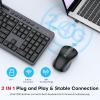 Wireless Keyboard and Mouse Combo, 2.4G Full Size Silent Keyboard with Phone Holder, 3 Level DPI＆Quiet Click Mouse, OMOTON Ergonomic USB Cordless Keyboard Mice for Computer/Laptop/Windows (BlackGrey)