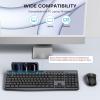 Wireless Keyboard and Mouse Combo, 2.4G Full Size Silent Keyboard with Phone Holder, 3 Level DPI＆Quiet Click Mouse, OMOTON Ergonomic USB Cordless Keyboard Mice for Computer/Laptop/Windows (BlackGrey)