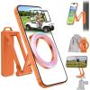 OMOTON CV08 Magnetic Golf Cart Phone Mount with [1/4” Screw + 5.6” Extendable Arm], 360° Rotatable Holder, Strong Magnets for iPhone & Samsung, Fits EZ-GO/Club Car, Includes Pouch & Strap (Orange)