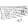 OMOTON Wireless Keyboard for Mac, Dual Bluetooth ＆ 2.4G Triple-Mode Connection, Full Size Premium Metal Frame, Ultra Slim Rechargeable Quiet Keyboard for Mac/MacBook/iMac, Non-Backlit Silver