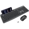 Wireless Keyboard and Mouse Combo, 2.4G Full Size Silent Keyboard with Phone Holder, 3 Level DPI＆Quiet Click Mouse, OMOTON Ergonomic USB Cordless Keyboard Mice for Computer/Laptop/Windows (BlackGrey)