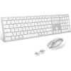 Wireless Keyboard and Mouse for Mac – 2.4G & Dual Bluetooth (BT1/BT2), OMOTON Forged Metal Frame Full Size Ultra Slim Bluetooth Keyboard Mouse Combo for MacBook/iMac/Mac mini, White