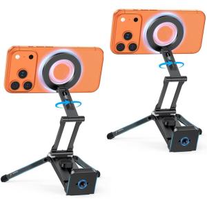OMOTON TP02 360°Rotating for MagSafe Tripod Mount, Adjustable Aluminum Magnetic Phone Tripod for iPhone 17/16/15/14 Pro Max Air, Foldable Cell Phone Stand Fits Vlog, Gym, Travel Essentials, Navy Blue(8-Black&Black Pro)