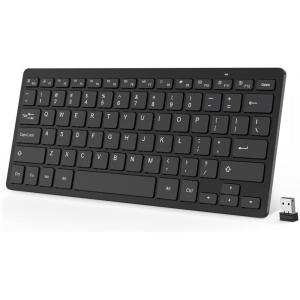 OMOTON Wireless Keyboard – 2.4G USB, Compact and Quiet, Slim Wireless for Laptop Tablet Computer Desktop and PC (Black)