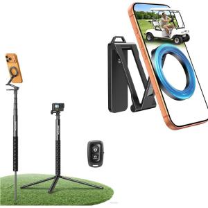 OMOTON Magnetic Golf Cart Phone Mount and Golf Tripod & Monopod