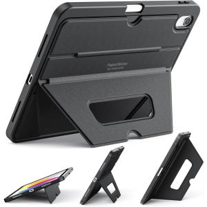 OMOTON Case for iPad A16 11th Generation 11 Inch 2025 / iPad 10th Generation 10.9 Inch 2022, Soft TPU Protective Cover with Mutiple Angle Adjustible Kickstand and Pencil Hoder, Black
