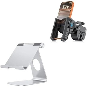 OMOTON BK01 Bike Phone Holder Anti-Shock for Handlebar & Rearview Mirror, T1 Tablet Stand Adjustble