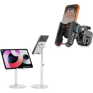 OMOTON BK01 Bike Phone Holder Anti-Vibration for Electric Scooter/E-Bike/Stroller, CA04 Height-Adjustable Phone Stand for Desk