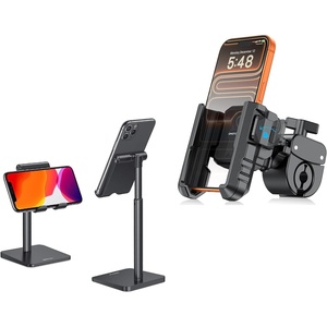 OMOTON BK01 Bike Phone Holder Anti-Vibration for Rearview Mirror & Handlebar Fits Electric Scooter/E-Bike/Stroller, CA02 Phone Stand for Desk Adjustable Height
