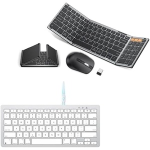 OMOTON Foldable Keyboard and Mouse Combo for 3-Device + Wireless Keyboard for Mac (Rechargeable ＆ Compact)