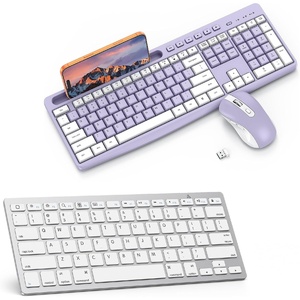 OMOTON Wireless Purple Keyboard and Mouse Combo for Windows & Bluetooth Keyboard for iPad Devices