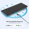 OMOTON Ultra-Portable Bluetooth Keyboard for iPhone iPad, Rechargeable with Adjustable Stand, Compact Wireless Keyboard for iPad Pro/Air/Mini & iPhone Series, Ideal for Study, Travel and Office, Black