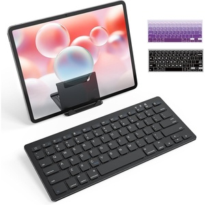 OMOTON Ultra-Portable Bluetooth Keyboard for iPhone iPad, Rechargeable with Adjustable Stand, Compact Wireless Keyboard for iPad Pro/Air/Mini & iPhone Series, Ideal for Study, Travel and Office, Black
