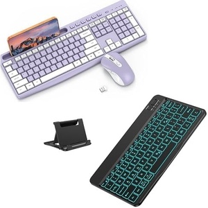 OMOTON Wireless Keyboard and Mouse Combo for PC/Computer/Windows & Bluetooth Rechargeable Keyboard for Tablet/Android/Windows/iOS