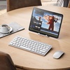 OMOTON Upgraded Rechargeable Bluetooth Keyboard for iPad, with Adjustable Stand Holder and 2 Key Stickers, Compact Portable Wireless Keyboard for iPad 11th A16, 10th, Pro, Air, Mini, Grey(White)