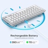 OMOTON Upgraded Rechargeable Bluetooth Keyboard for iPad, with Adjustable Stand Holder and 2 Key Stickers, Compact Portable Wireless Keyboard for iPad 11th A16, 10th, Pro, Air, Mini, Grey(White)