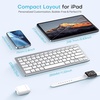 OMOTON Upgraded Rechargeable Bluetooth Keyboard for iPad, with Adjustable Stand Holder and 2 Key Stickers, Compact Portable Wireless Keyboard for iPad 11th A16, 10th, Pro, Air, Mini, Grey(White)