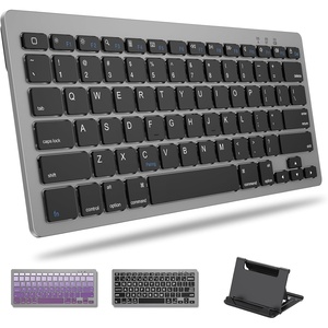 OMOTON Upgraded Rechargeable Bluetooth Keyboard for iPad, with Adjustable Stand Holder and 2 Key Stickers, Compact Portable Wireless Keyboard for iPad 11th A16, 10th, Pro, Air, Mini, Grey(Grey)