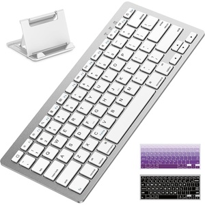 OMOTON Upgraded Rechargeable Bluetooth Keyboard for iPad, with Adjustable Stand Holder and 2 Key Stickers, Compact Portable Wireless Keyboard for iPad 11th A16, 10th, Pro, Air, Mini, Grey(White)