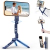 OMOTON TP03 [Ultra-Slim] for MagSafe Tripod, 360° Rotating Magnetic Phone Tripod for iPhone 17/16 Pro Max Air Women Men, Fold Cell Phone Stand with 1/4″ Screw & Hook Fits Vlog, Live, Travel, Blue