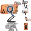 OMOTON TP06-E [3-Adjust] Sturdy Magnetic Phone Tripod for iPhone 17/16 Pro Max, Aluminium Phone Stand for MagSafe with Hook 1/4″ Screw& Arca, Travel Essentials Gift for Vlog, Creators, Live, Women Men