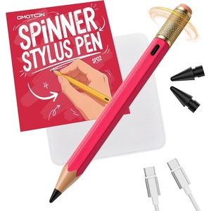 OMOTON Stylus Pen for iPad 2018-2026, SP02 Pencil with Fidget Spinner, Tilt Sensitivity & Palm Rejection, Long Battery for iPad Pro/Air/Mini，Unique Gift for Study, Work & Daily Use – Red(Red)