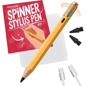 OMOTON Stylus Pen for iPad 2018-2026, SP02 Pencil with Fidget Spinner, Tilt Sensitivity & Palm Rejection, Long Battery for iPad Pro/Air/Mini，Unique Gift for Study, Work & Daily Use – Red(Yellow)