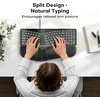 OMOTON USB-A Type-C Ergonomic Keyboard Split with Cushioned Wrist Rest | Curved Keyboard Wired, 0-9 Number pad, Dual Interface, Adjustable Tilts, Natural Typing, Office Work, for Windows/PC/Laptop