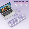 Wireless Keyboard and Mouse Combo, 2.4GHz USB Receiver, with Phone Holder and Numeric Keypad, OMOTON Full-Size Keyboard for Windows/PC/Laptop/Computer, Silent Typing Keys for Office/Home, Dark Black(Purple)