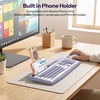 Wireless Keyboard and Mouse Combo, 2.4GHz USB Receiver, with Phone Holder and Numeric Keypad, OMOTON Full-Size Keyboard for Windows/PC/Laptop/Computer, Silent Typing Keys for Office/Home, Dark Black(Purple)