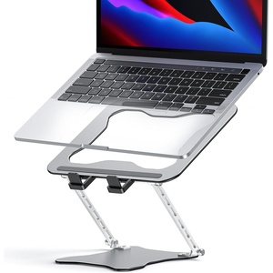 OMOTON Portable Laptop Stand, Ultra-Slim Height Adjustable Laptop Riser | Non-Slip Silicone Pads, Ventilated Laptop Holder, Compatible with10-15.6″ MacBook/Dell/HP, Fits Travel & Office