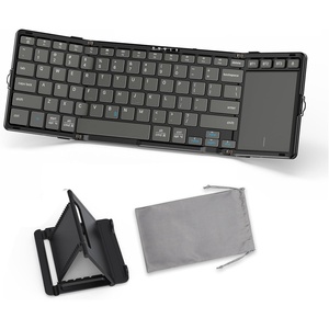 OMOTON Rechargeable Foldable Keyboard with Touchpad & 3 Bluetooth Channels | Anti-Slip Leather Cover Wireless Keyboard for Travel & Business, Multi-Device Sync for iPad,iPhone,Tablet,Laptop,PC，Graphite