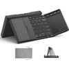 OMOTON Rechargeable Foldable Keyboard with Touchpad & 3 Bluetooth Channels | Anti-Slip Leather Cover & Folding Trackpad Keyboard for Travel, Wireless Multi-Device Sync for iPad,Samsung,Tablet, Black(Black)