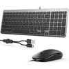 OMOTON Keyboard and Mouse for Mac, Wired USB-C & USB-A, Zero Setup, Grey