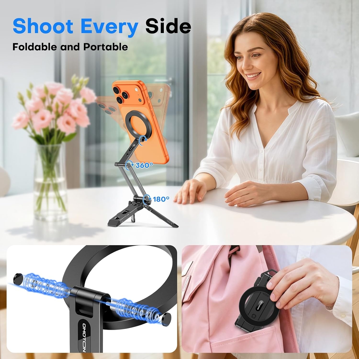 image:imageOMOTON Magnetic Phone Tripod for iPhone 18Duo with ArcaSwiss amp 14 Screw